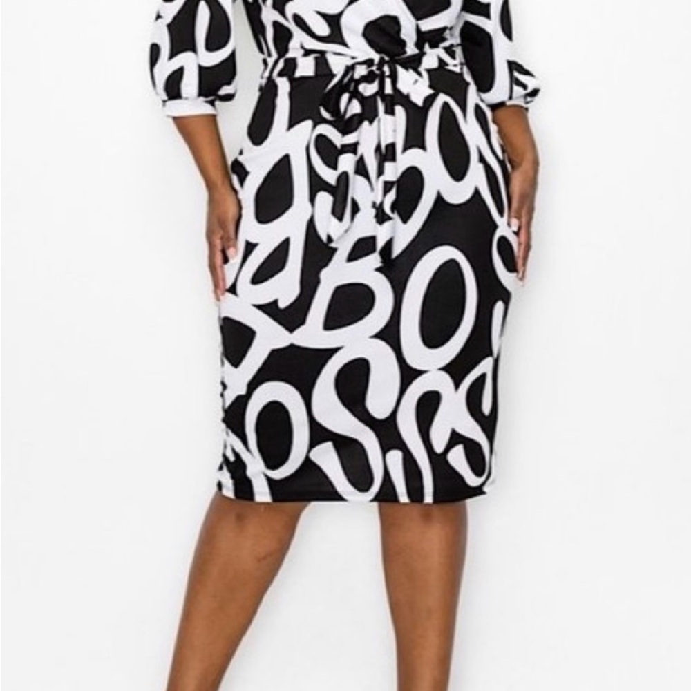 Chic Black and White Graphic (Boss) Dress